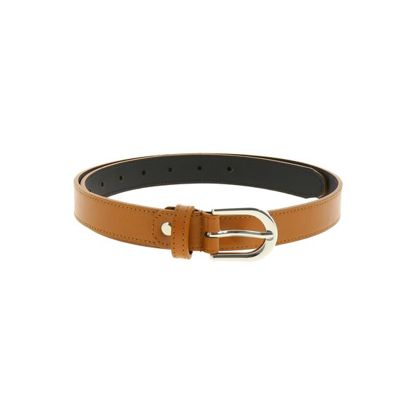 7633 - Women Genuine Italian Leather Belt Luna Made In France - Camel 105 Cm